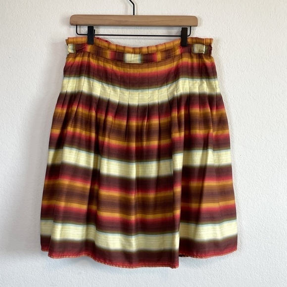 BCBG Maxazria Retro Brown Stripe Cotton Skirt Size Small - Picture 2 of 7